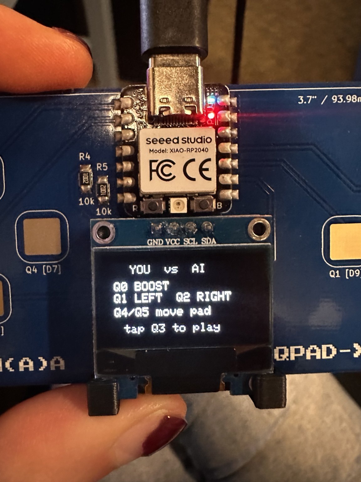 QPAD screen showing the instructions for an earlier YOU vs AI game