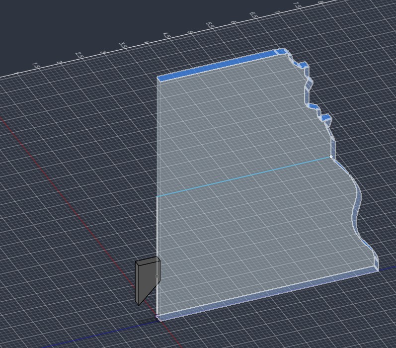 CAD view of the first terrain panel extruded from a contour sketch