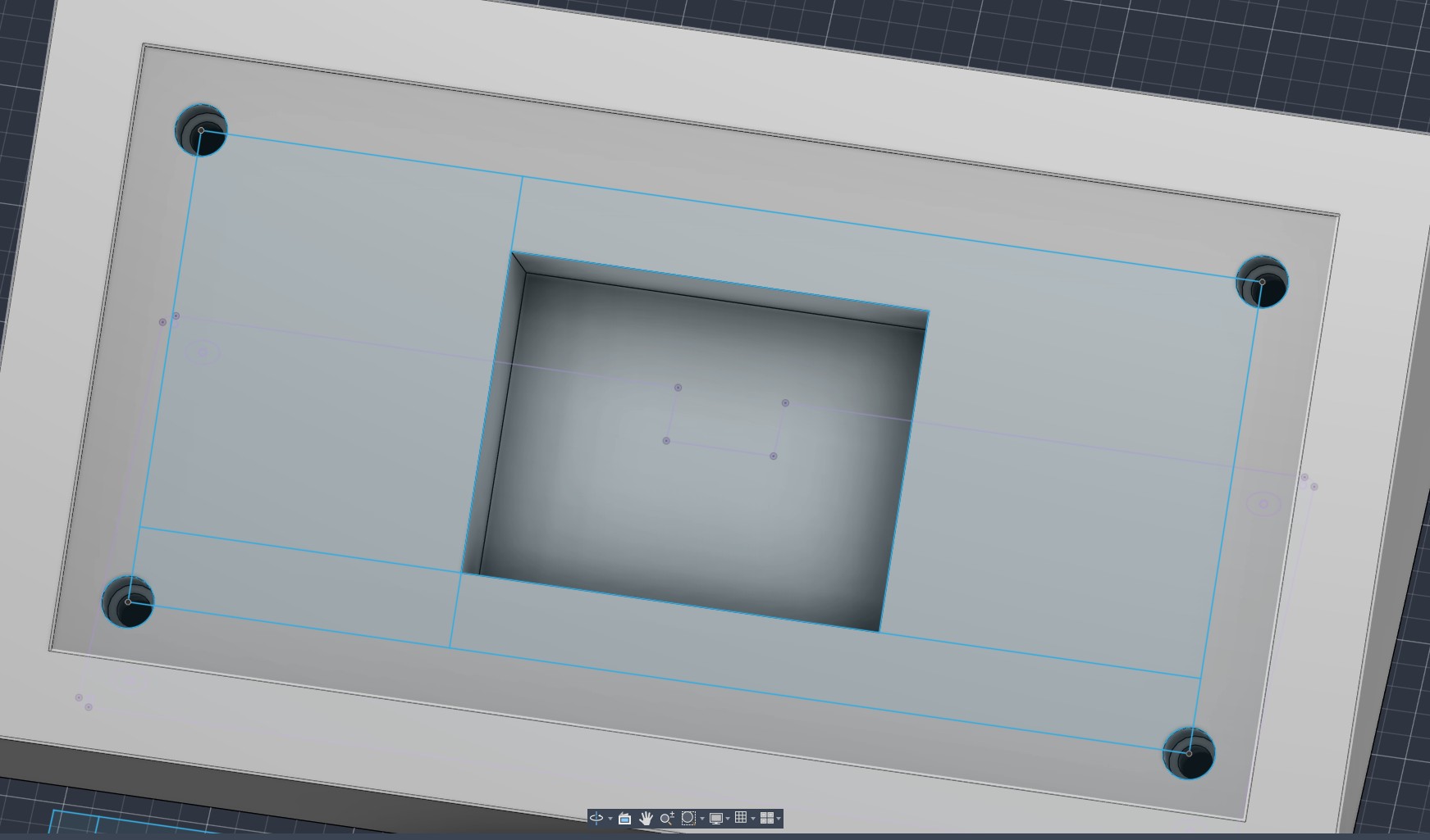Center cutout and insert holes