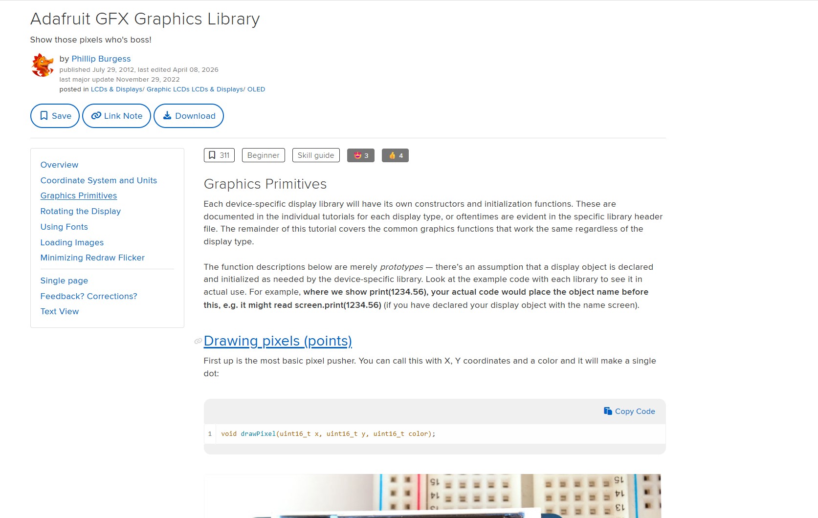 Adafruit GFX Graphics Library guide