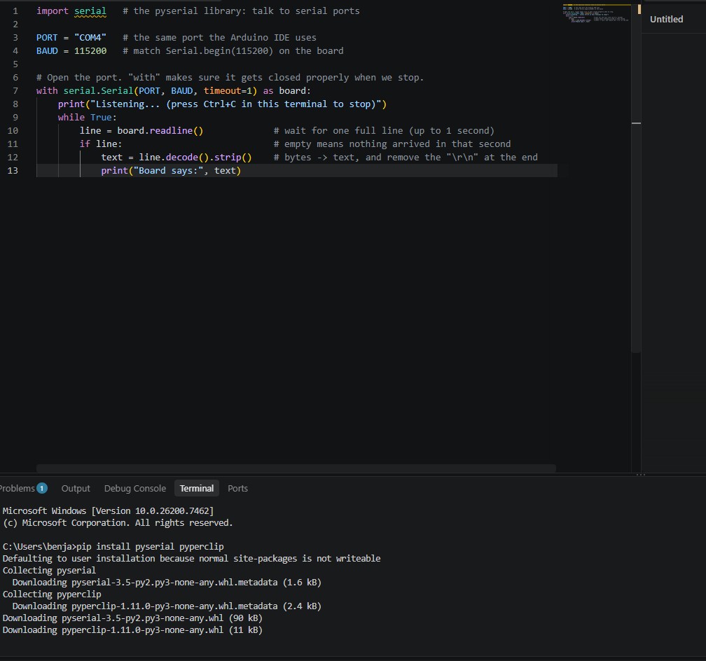 Python serial listener and library install