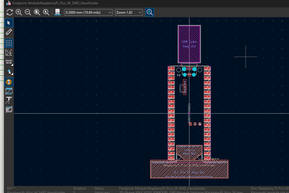 Pico W hand-solder footprint in KiCad