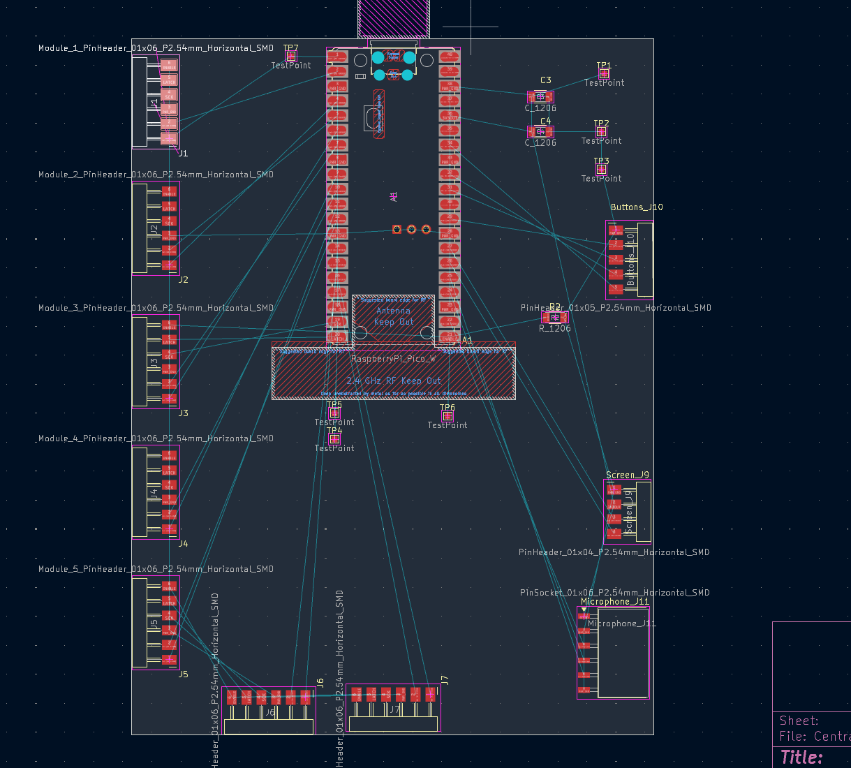 Unrouted PCB with connection lines