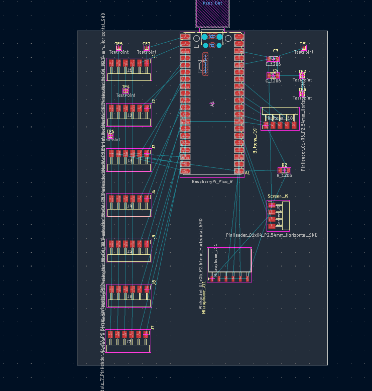 Rearranged PCB layout before routing