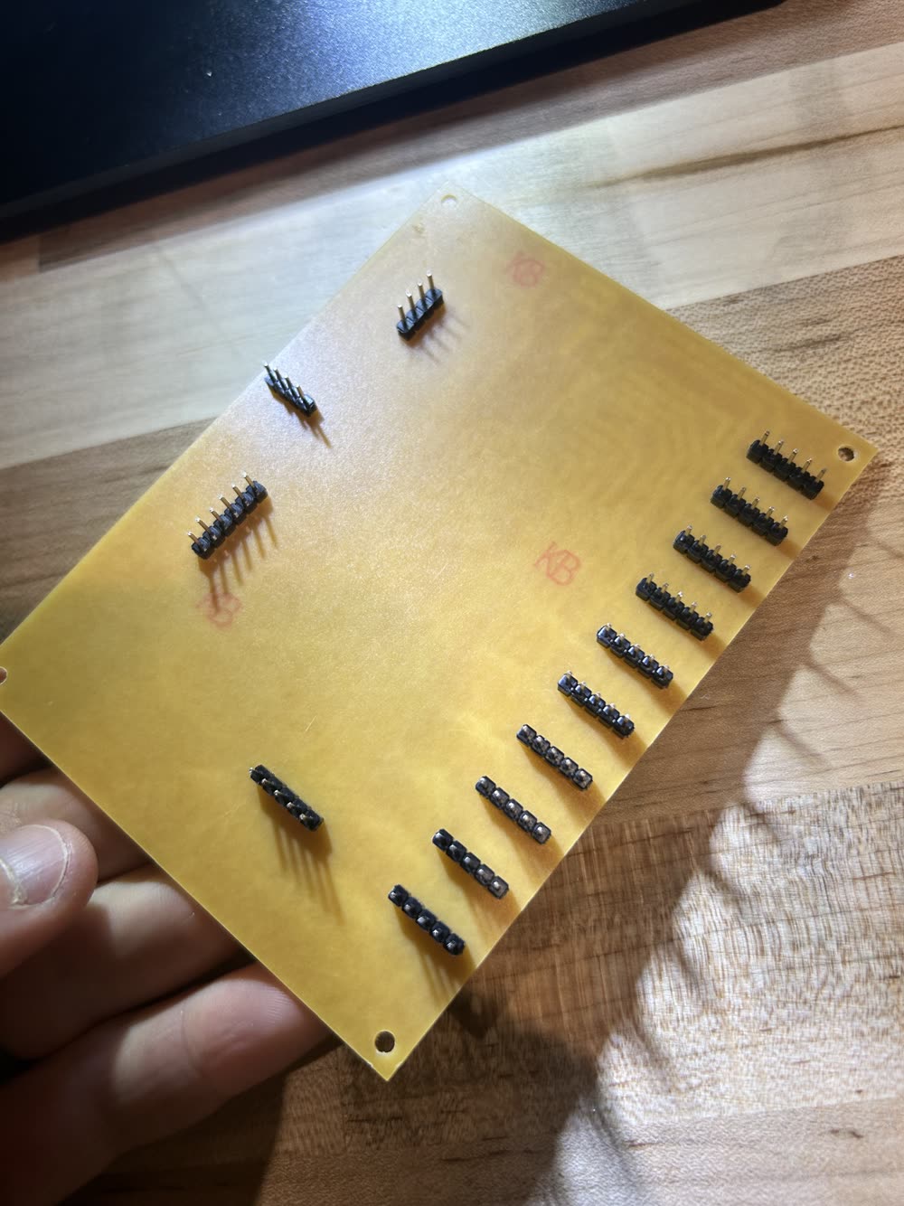 The back of the board with the pin headers