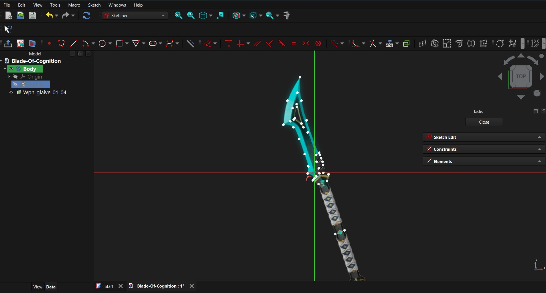 Tracing the blade using dots