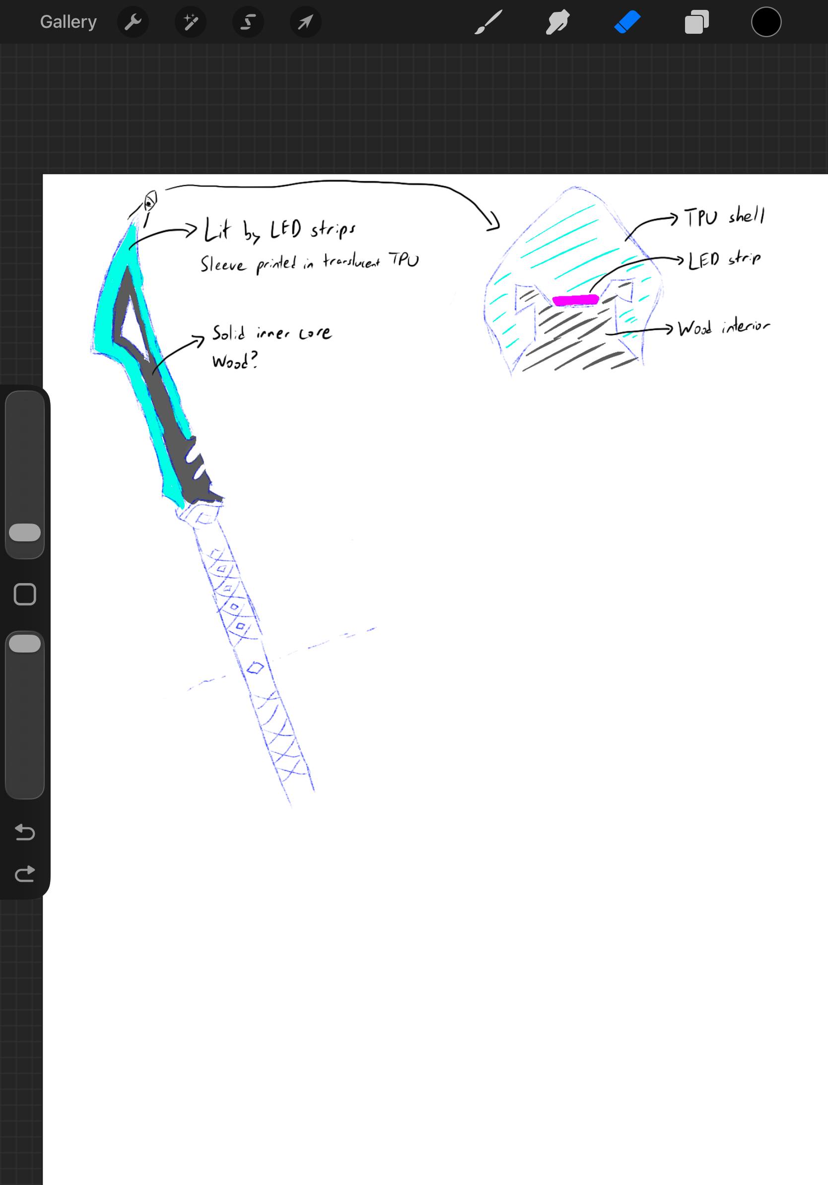 Partial progress: Tracing and simplifying the original design, and drawing the blade cross section