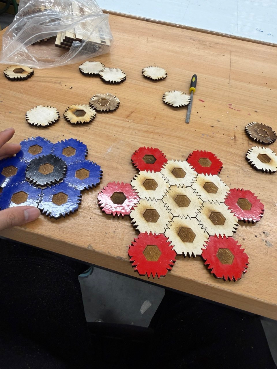 Assembling the flower stack