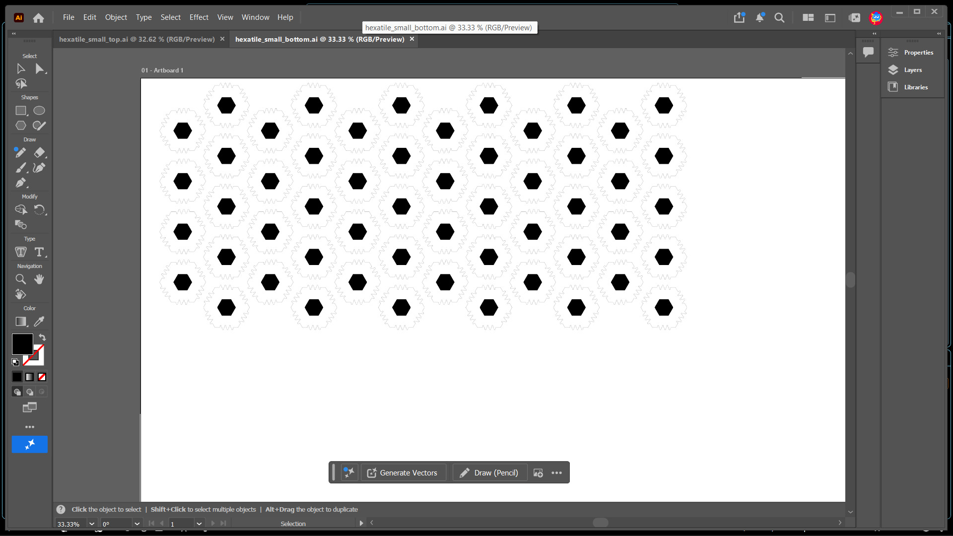 Arrangement of bottom pieces (inset hexagon)