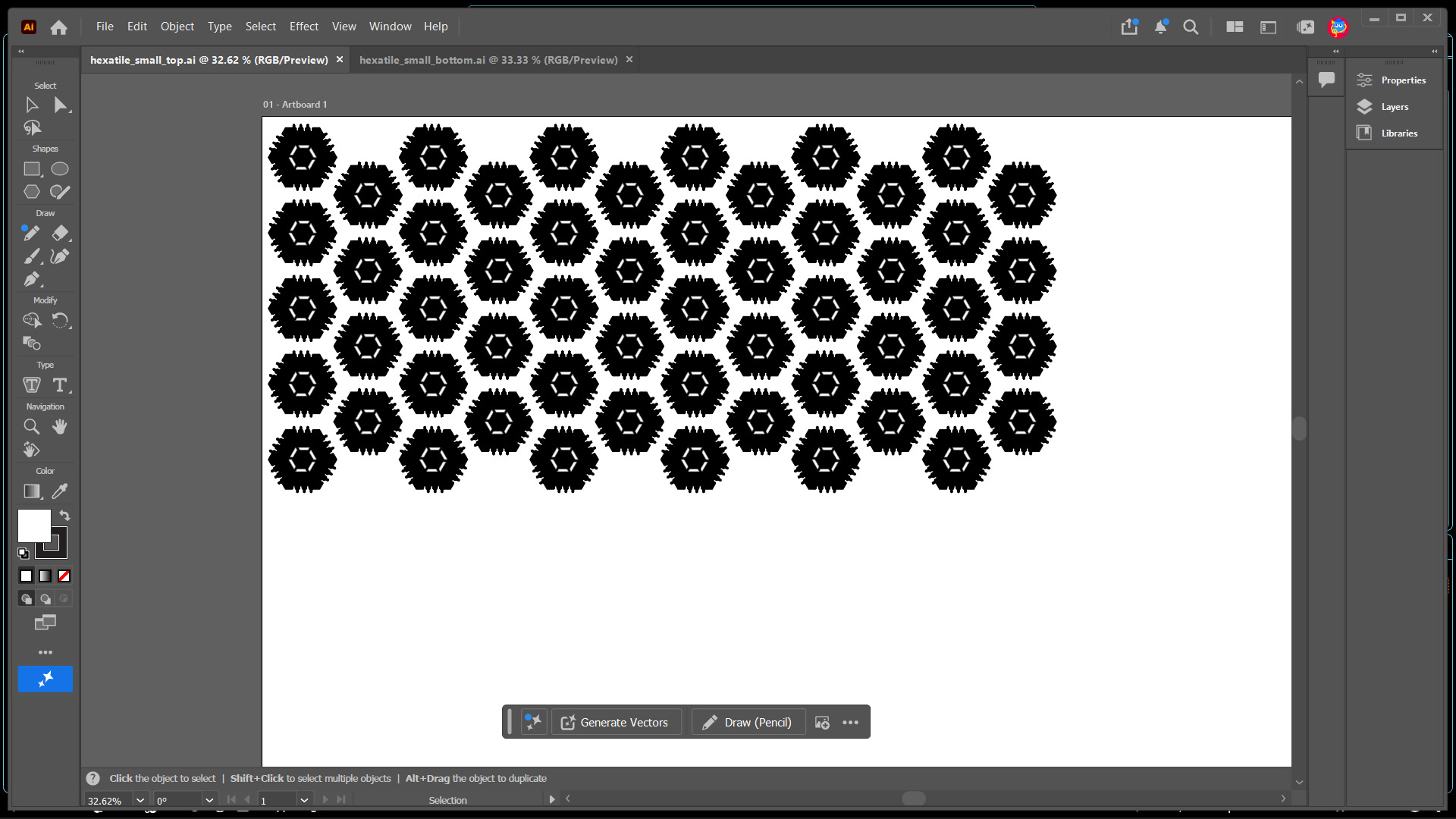 Arrangement of top pieces (protruding hexagon)