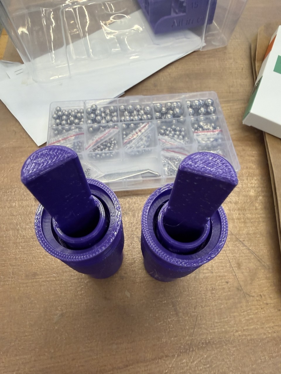 Real ball bearings! You can never just order a few, you always have to order a few hundred at once :)