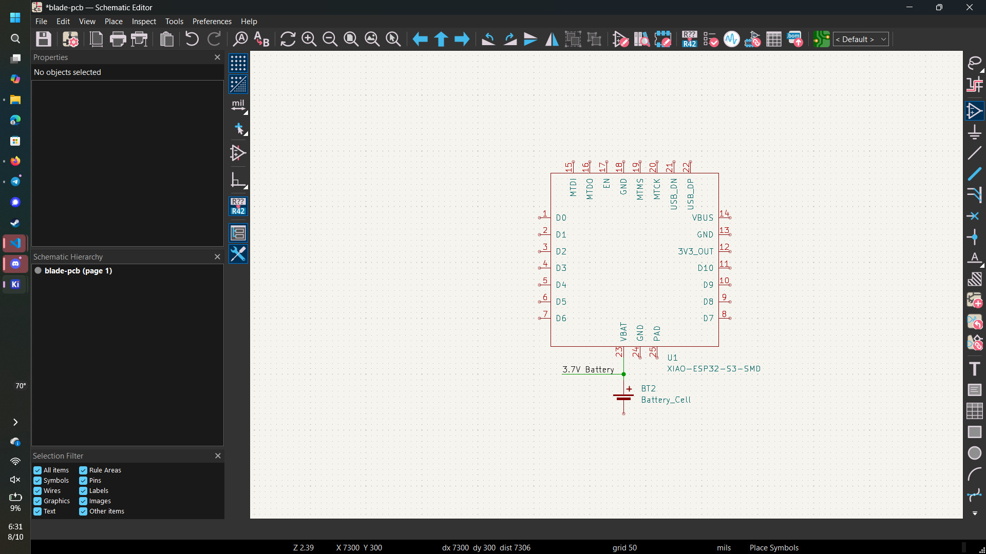 Initial schematic with batteries