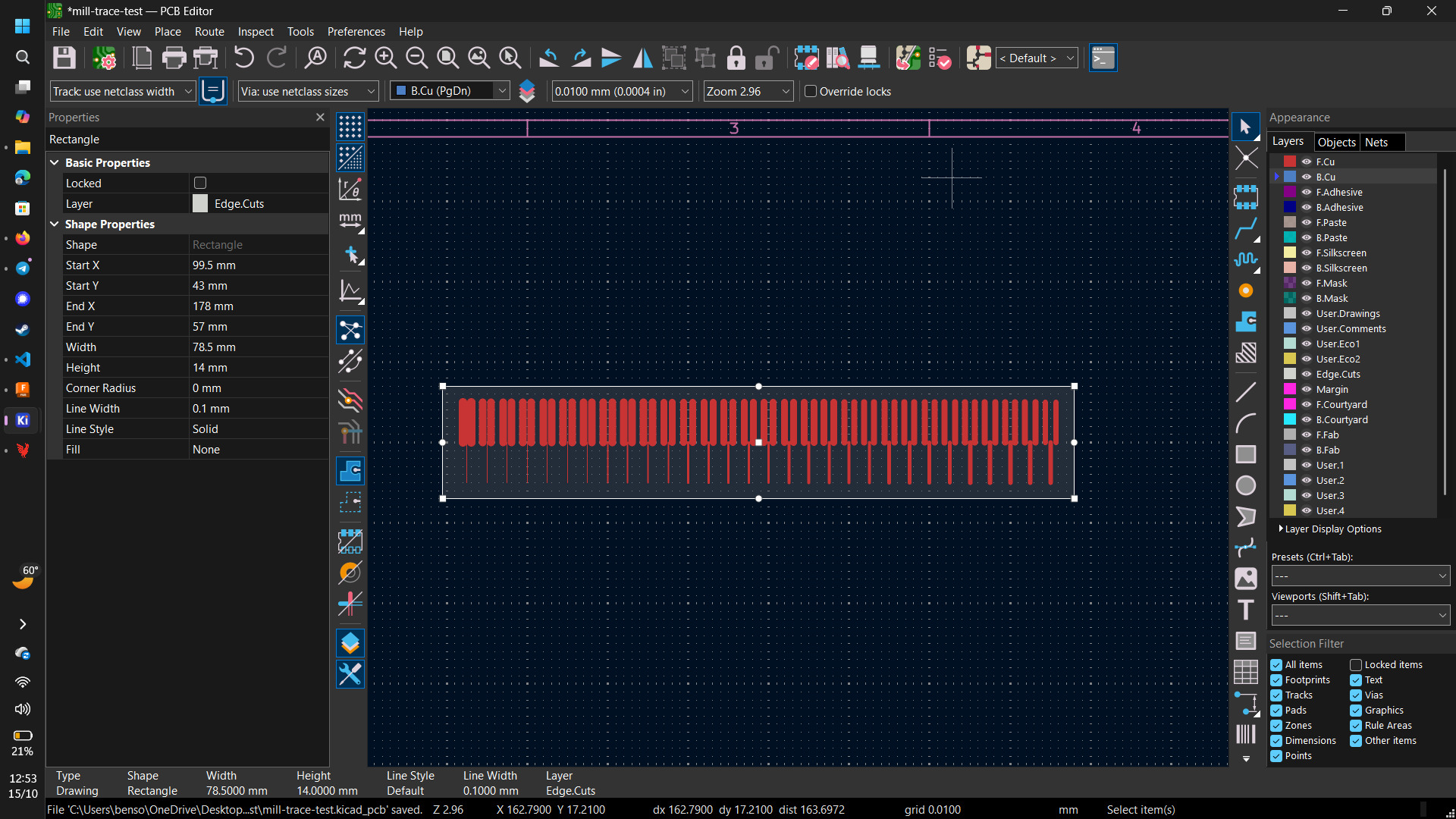 Example with 30 traces and 0.02mm increment