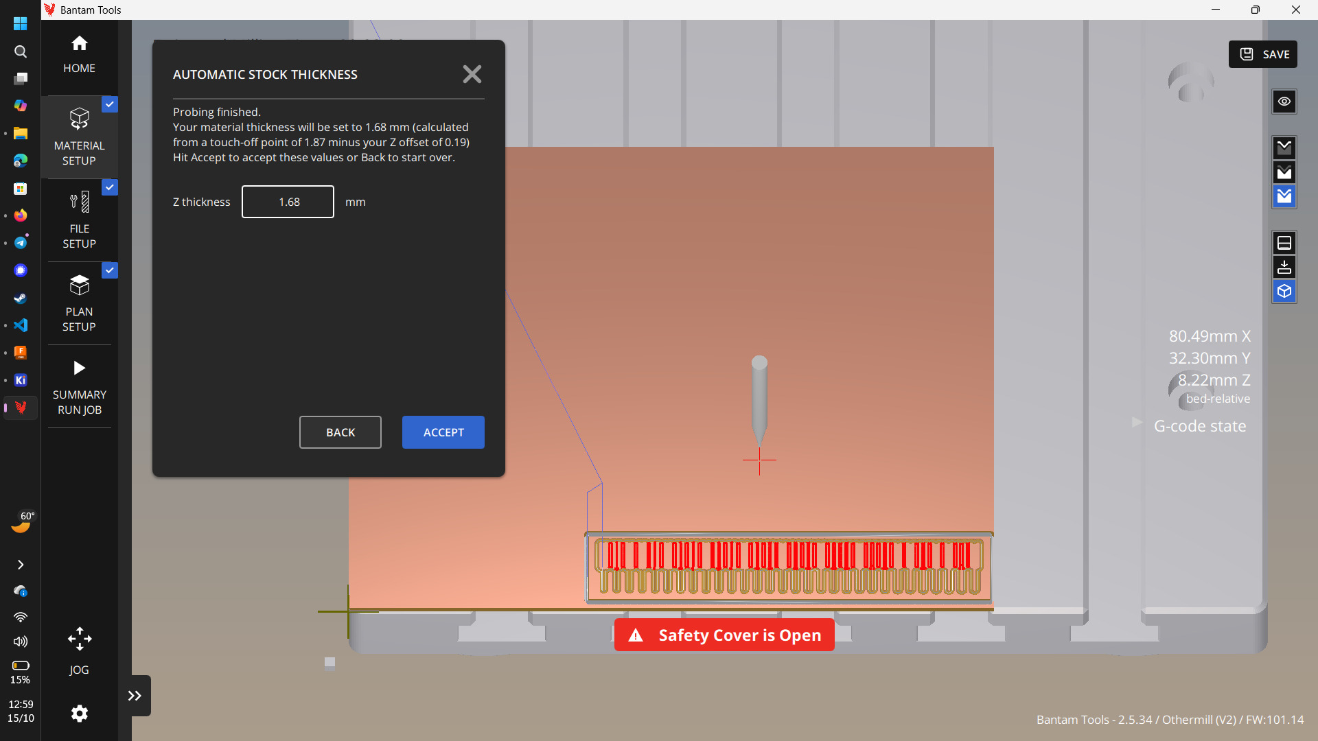 Z axis calibration results