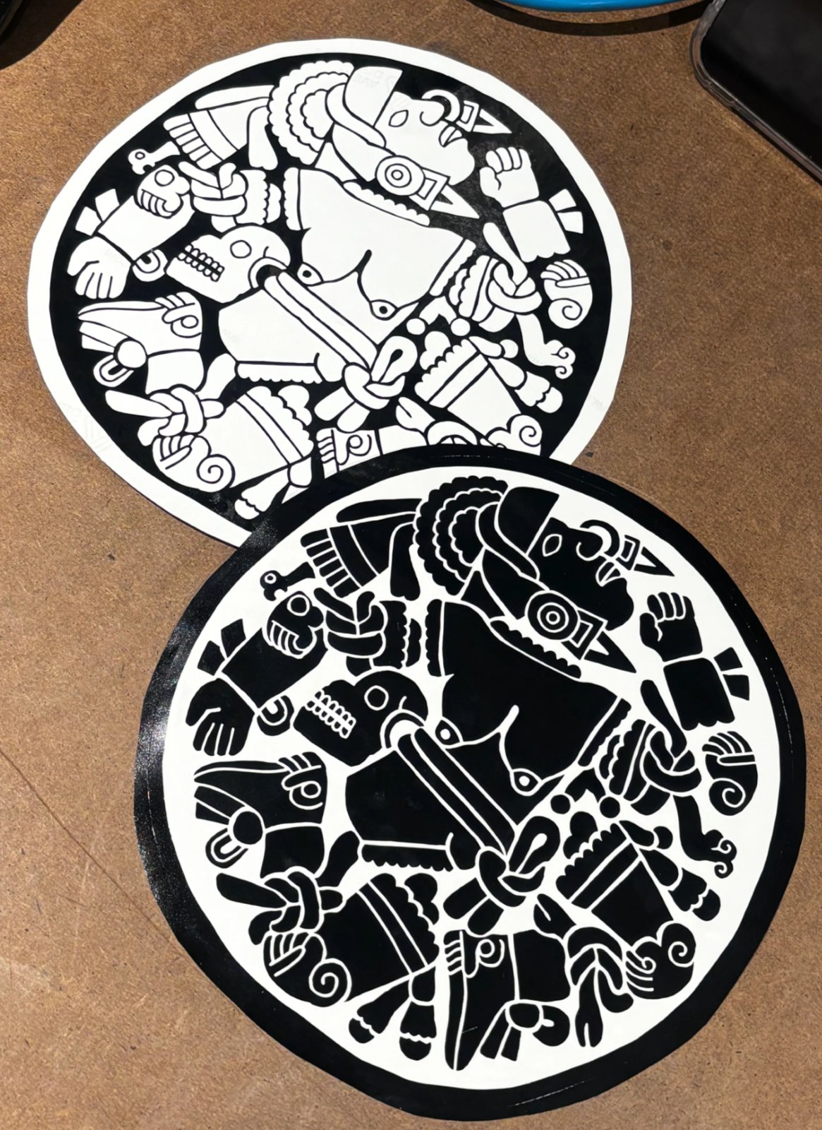 The finished positive and negative vinyl prints