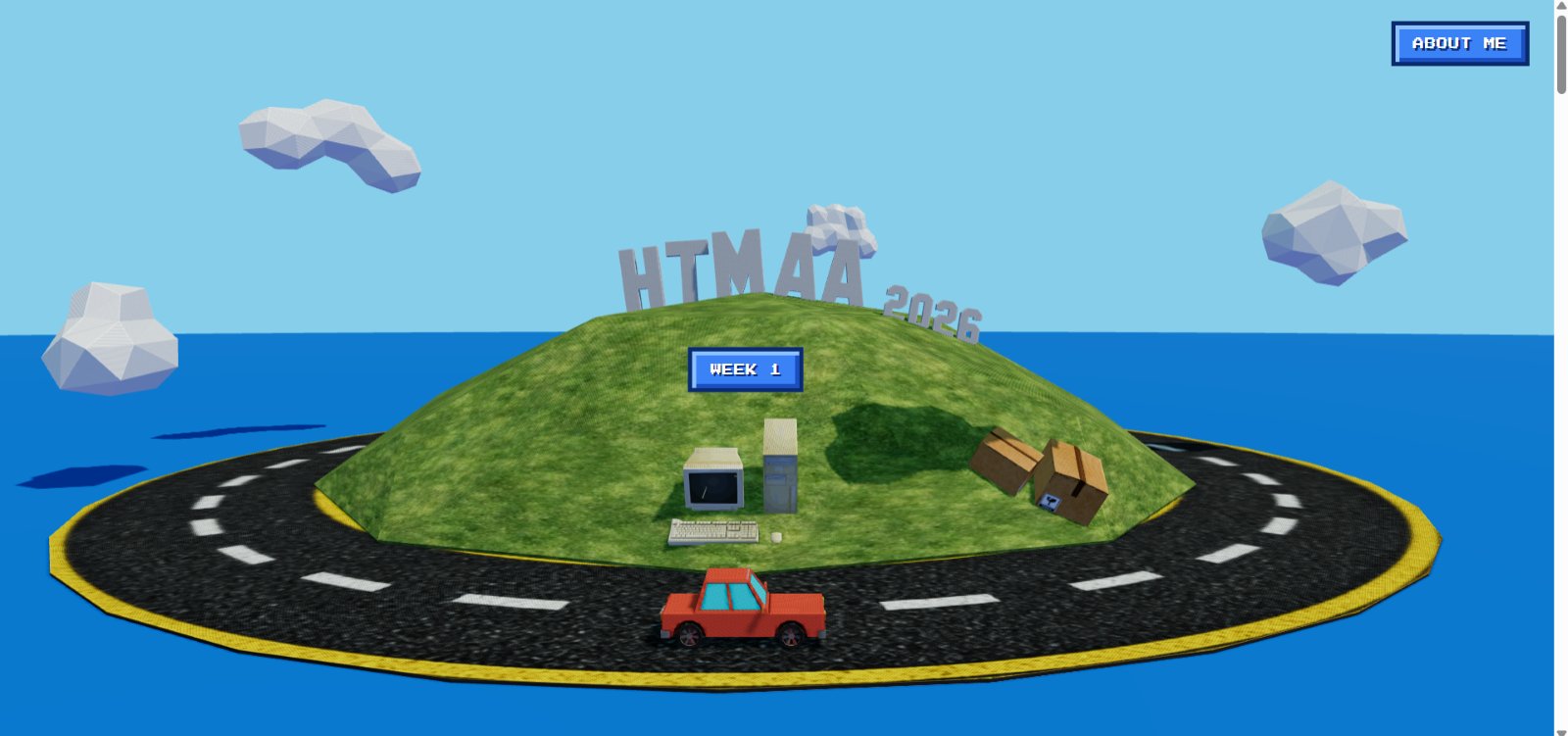 The island site with a week button overlaid