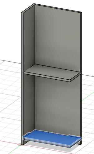 Half of the shelf modeled in Fusion 360