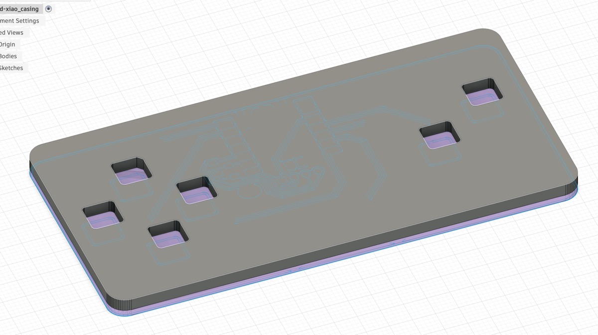 PCB mesh in Fusion with the copper DXF sketched over it
