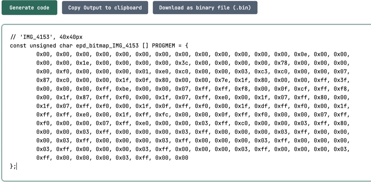 Output settings in the bitmap converter
