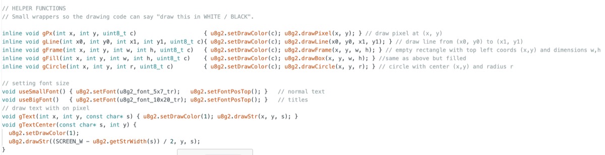 Helper functions for drawing pixels, lines, rectangles, and text