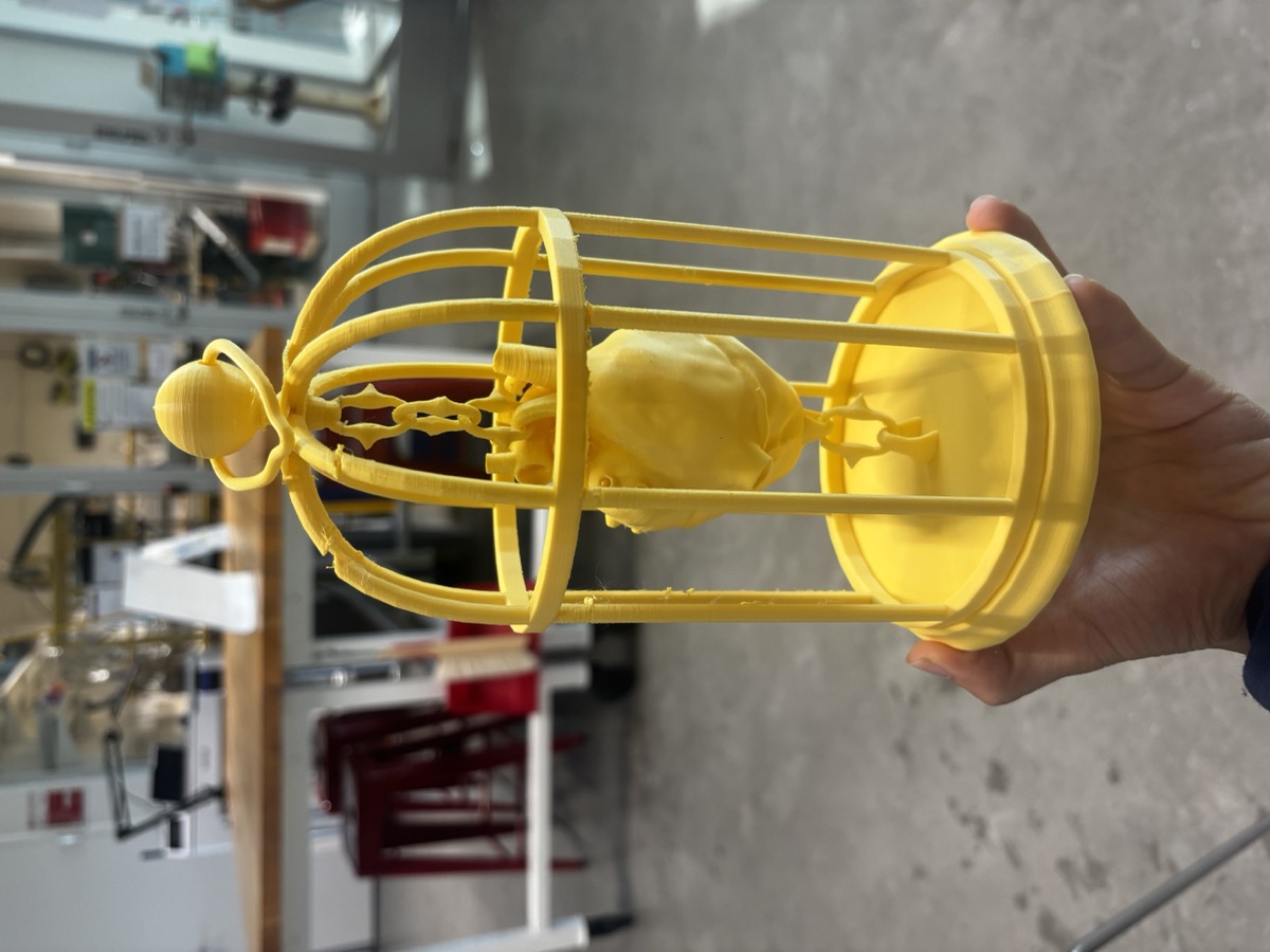The finished caged heart with supports removed