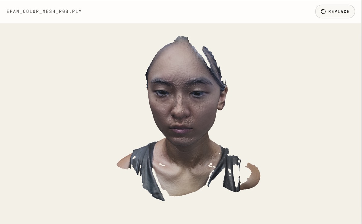 The second, colorized face scan