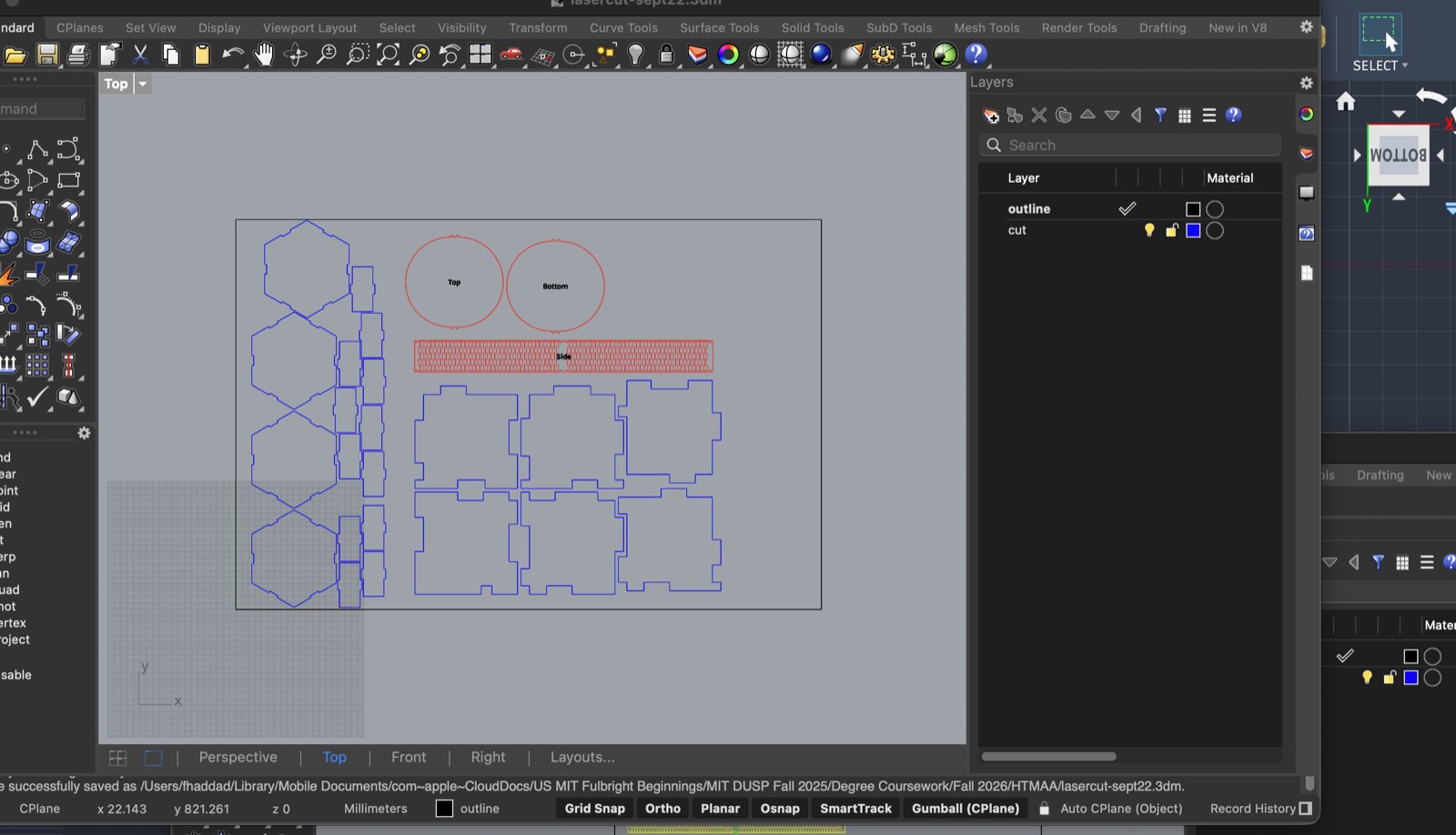 Uploading into Rhino for print layout