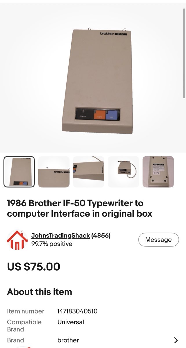 The Brother IF-50 (1986) where I intend to connect with an LLM