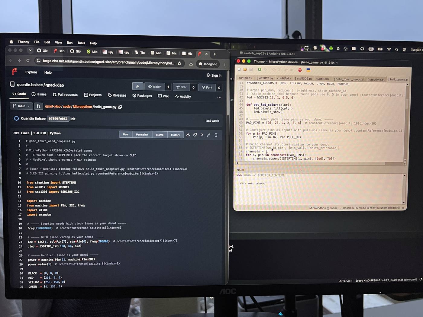 Running Quentin's MicroPython examples in Thonny
