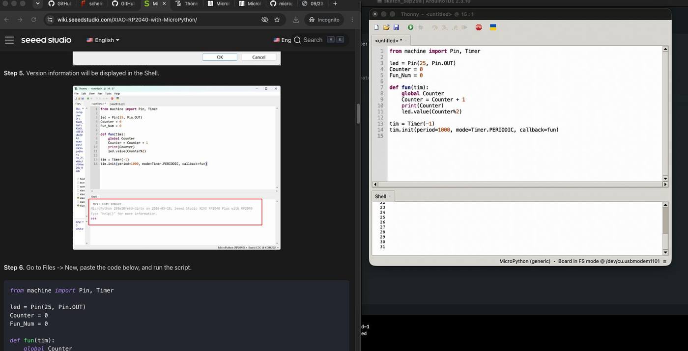 MicroPython guide in Thonny with a first script