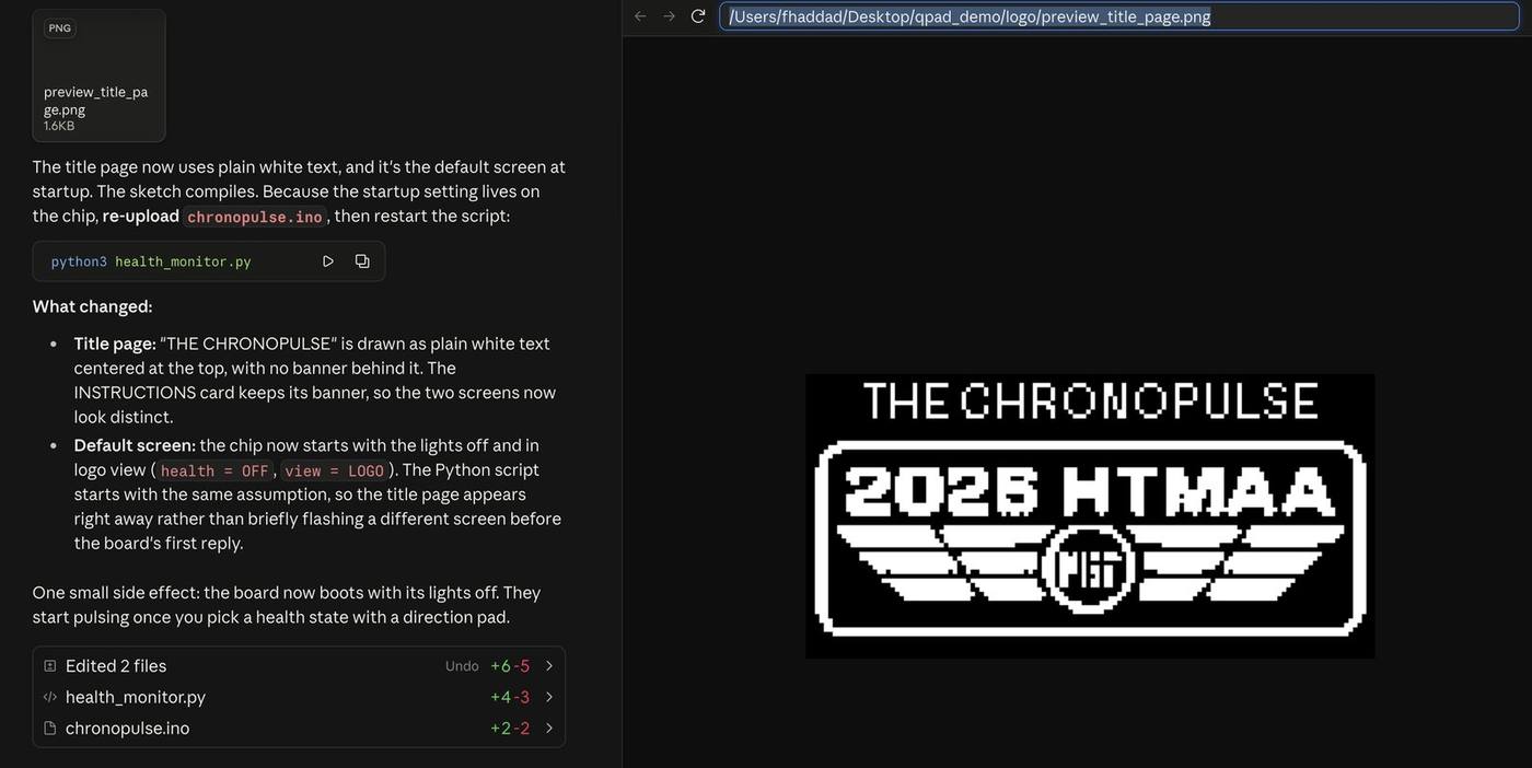 Using Claude code, the Pillow image library converts the HTMAA logo whereas the script removes the color and resizes the image to fit the screen width