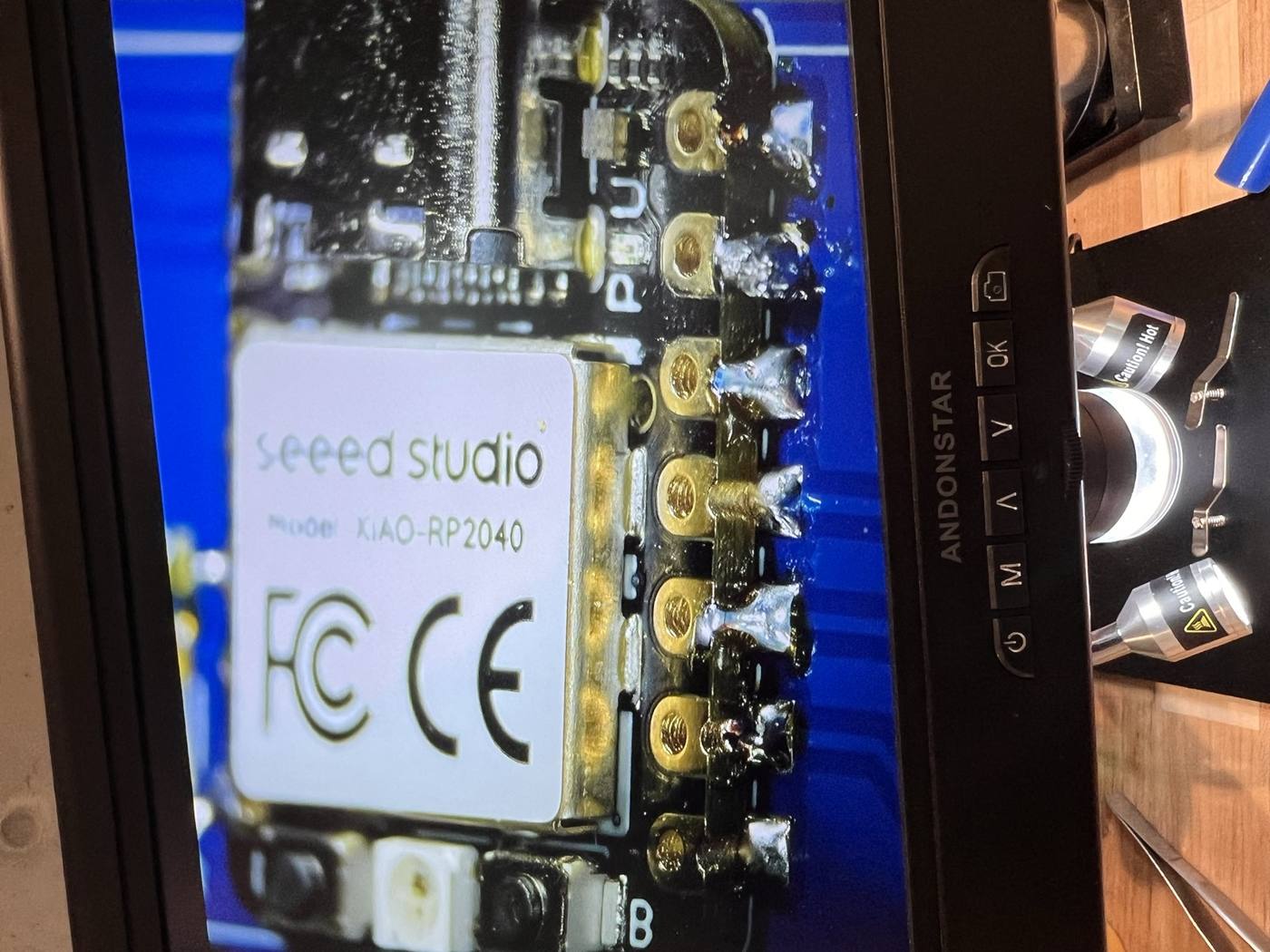 Checking the XIAO's solder joints 