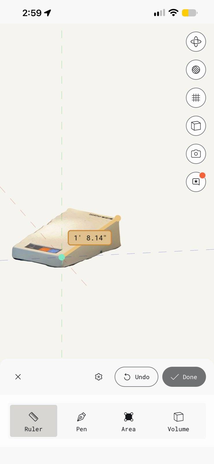 The IF-50 scan with Polycam came out about 1 ft 8 in long