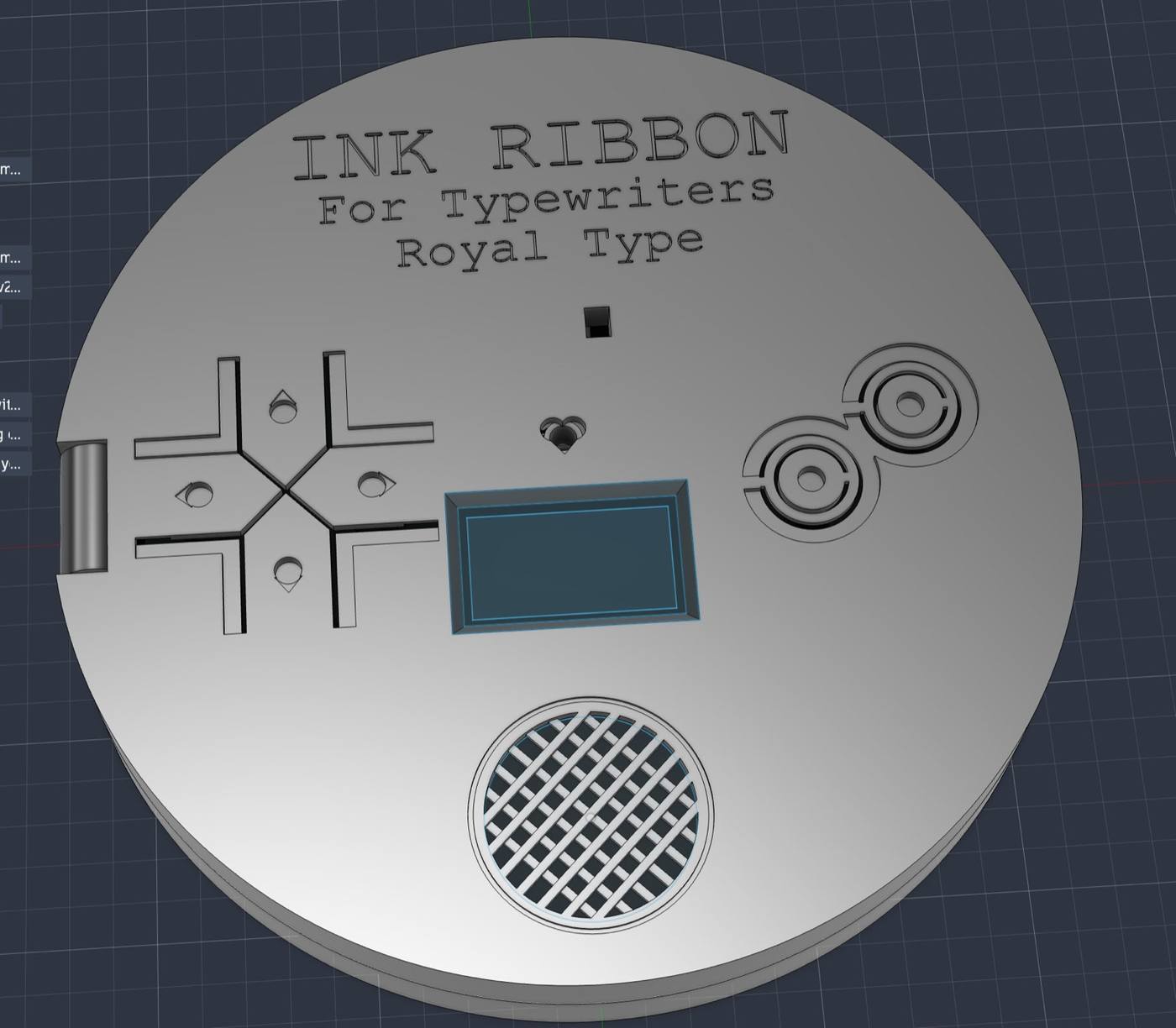 Lid design with a slimmer hinge at the left edge
