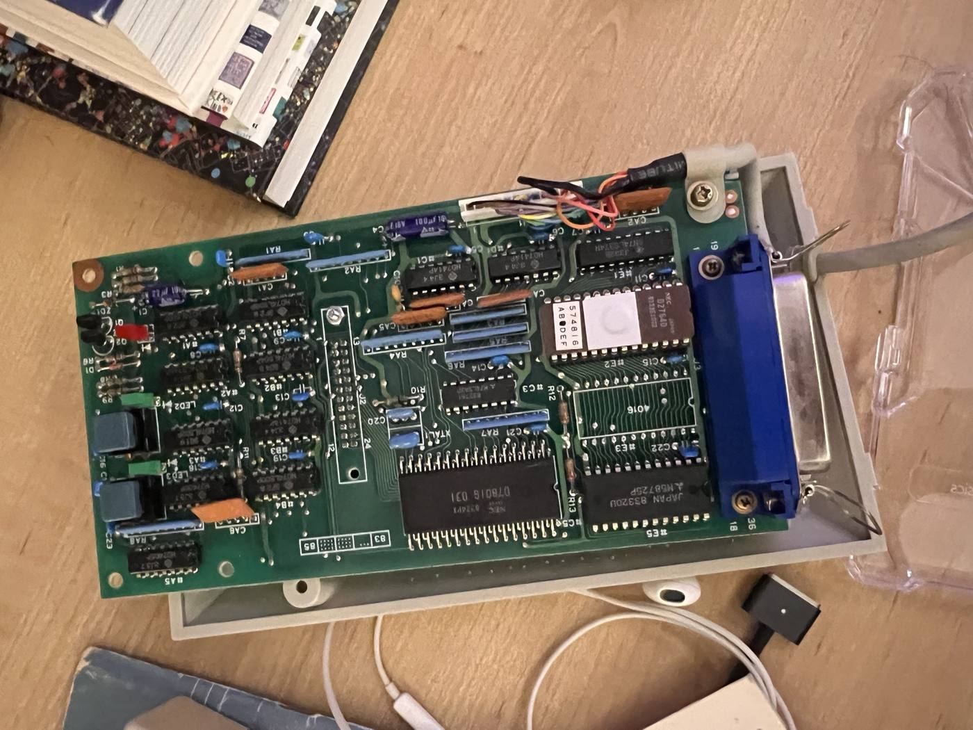 With the DB-25 serial connector on one end