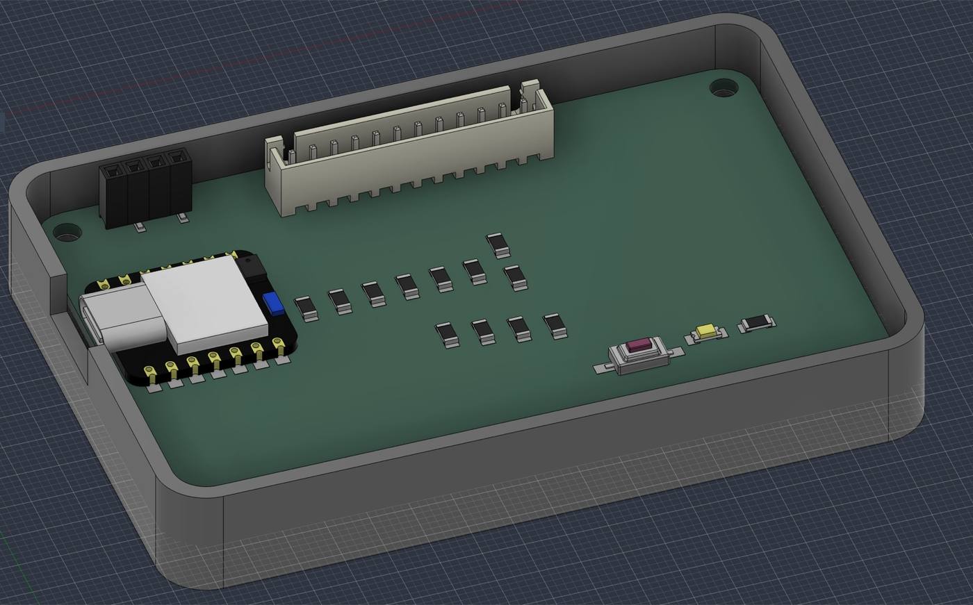 The open tray around the board in Fusion