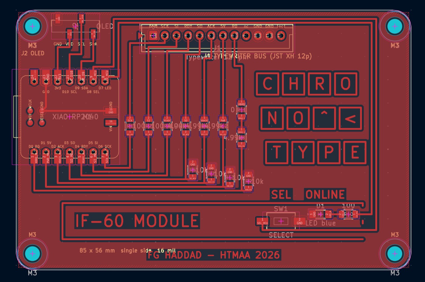 The copper layer in the KiCad PCB editor