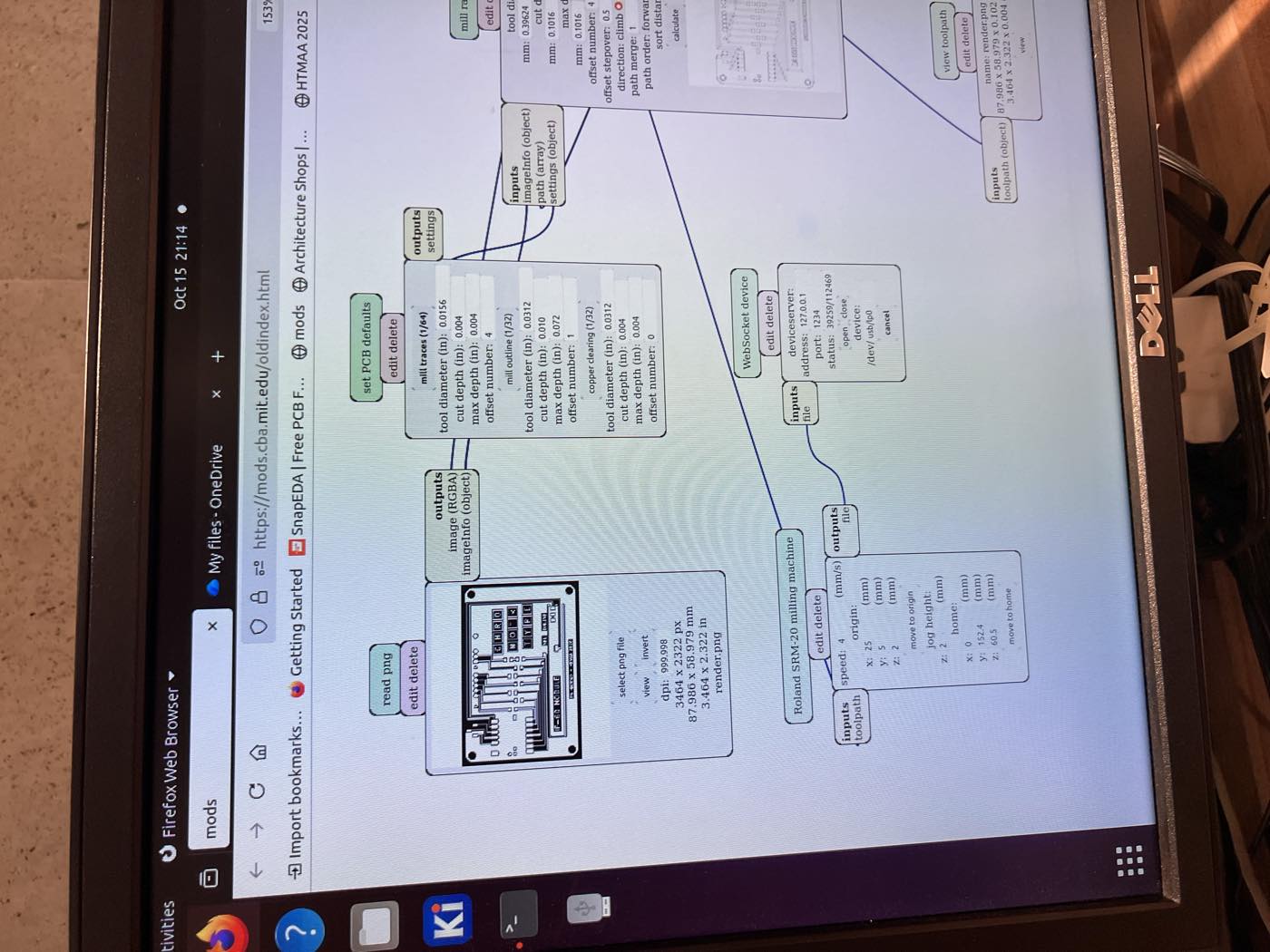 The mods program for the SRM-20: read png, PCB defaults, toolpath and the WebSocket device that talks to the mill