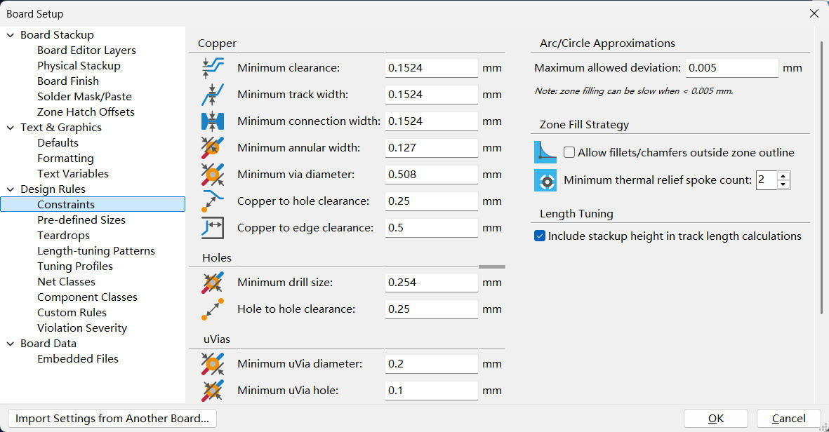Design Rule Settings