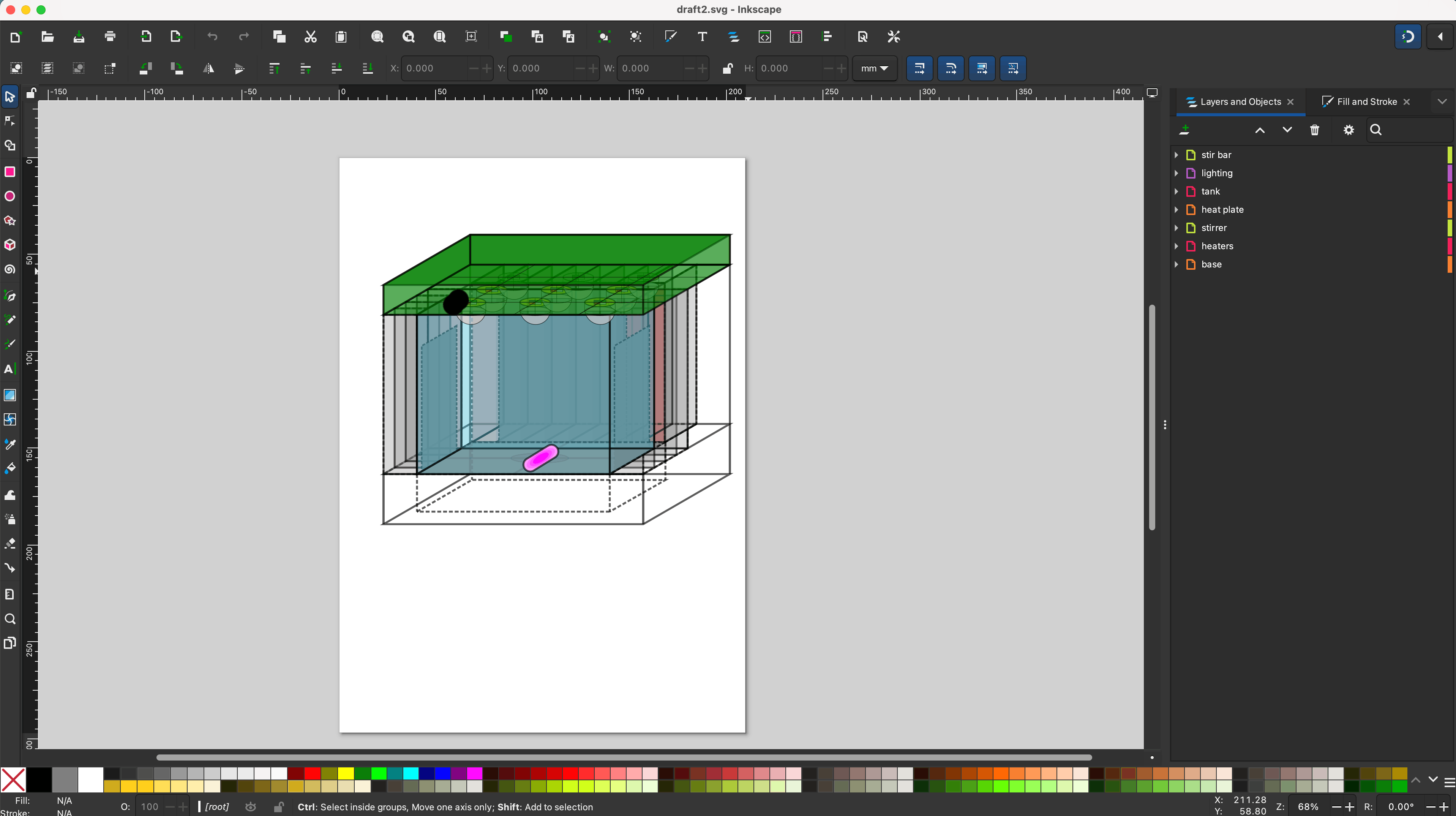 Rough Inkscape sketch, with layers for each component