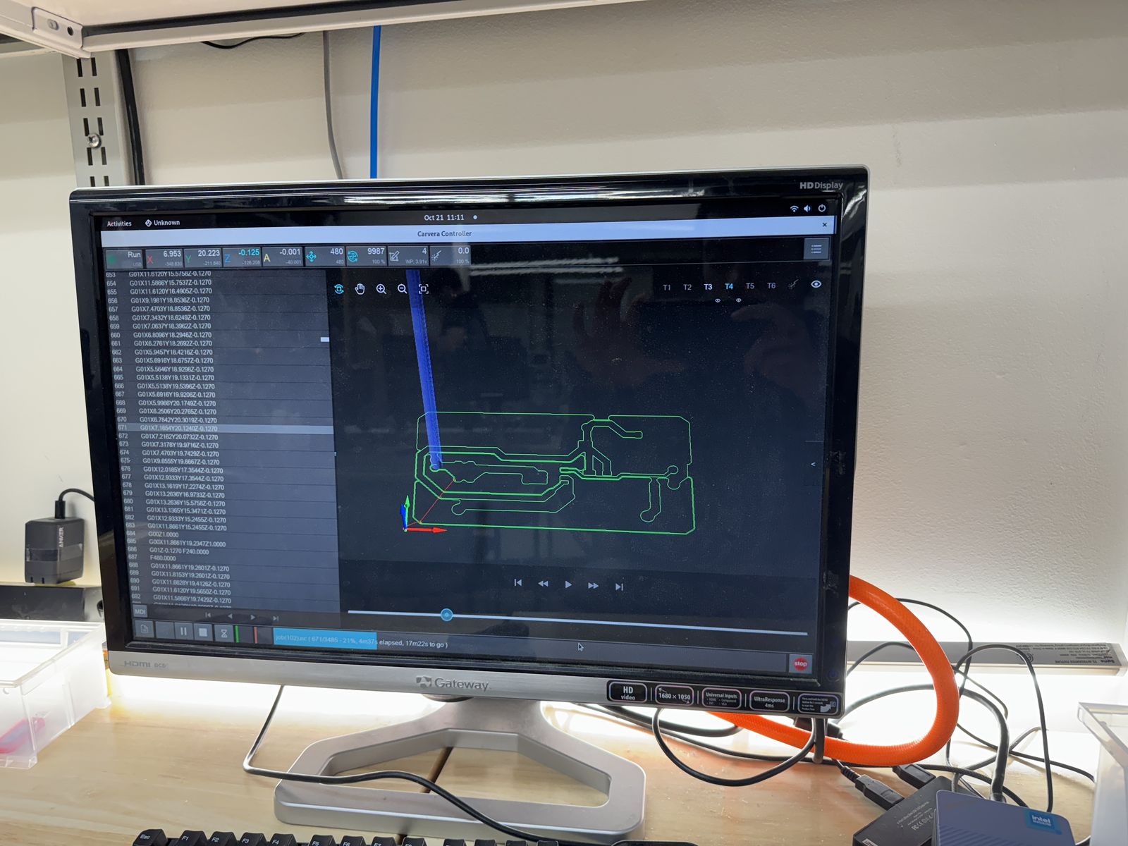 toolpath on the lab computer