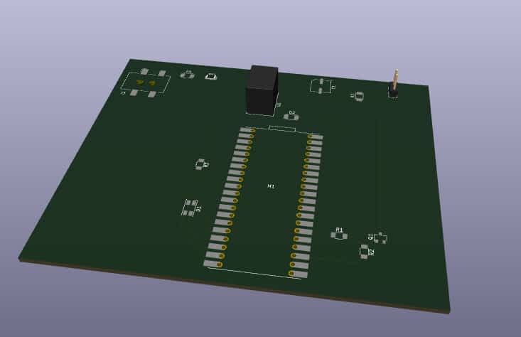 3D view of the receiver board in KiCad