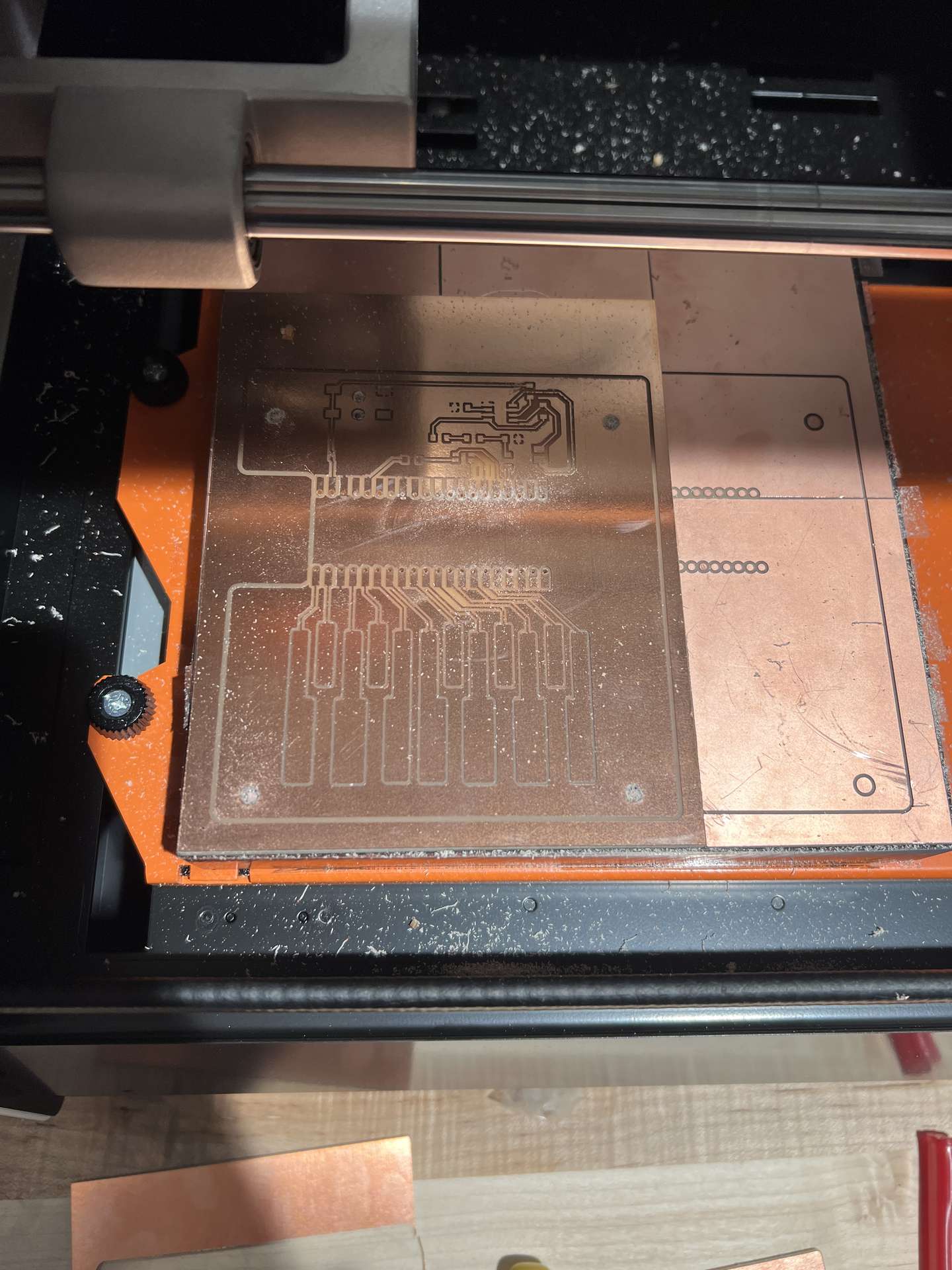 Milled piano-key board on the mill