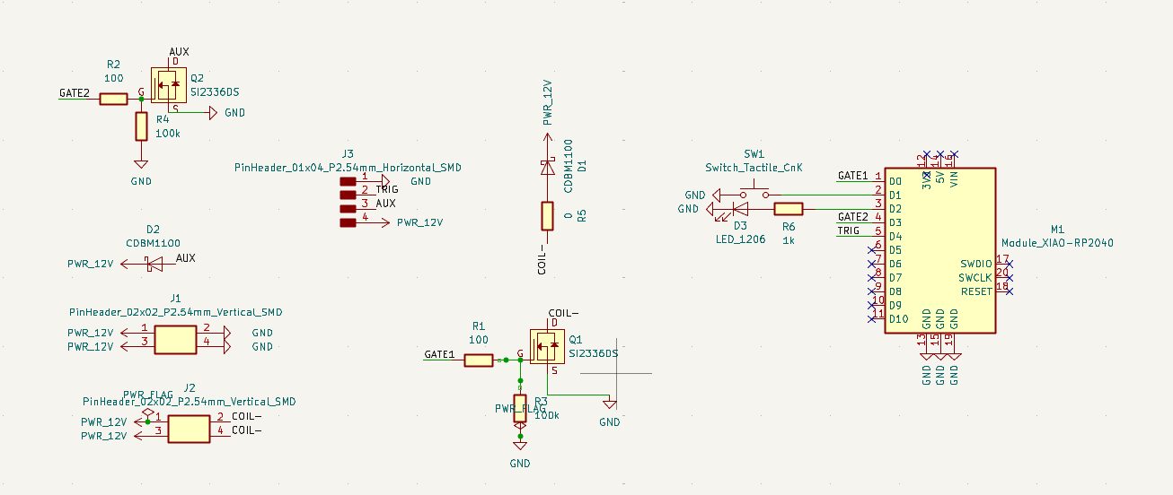 KiCad schematic of the NMR pulse controller