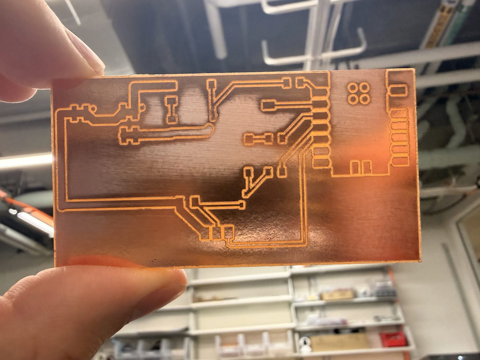 Milled board held up to the light