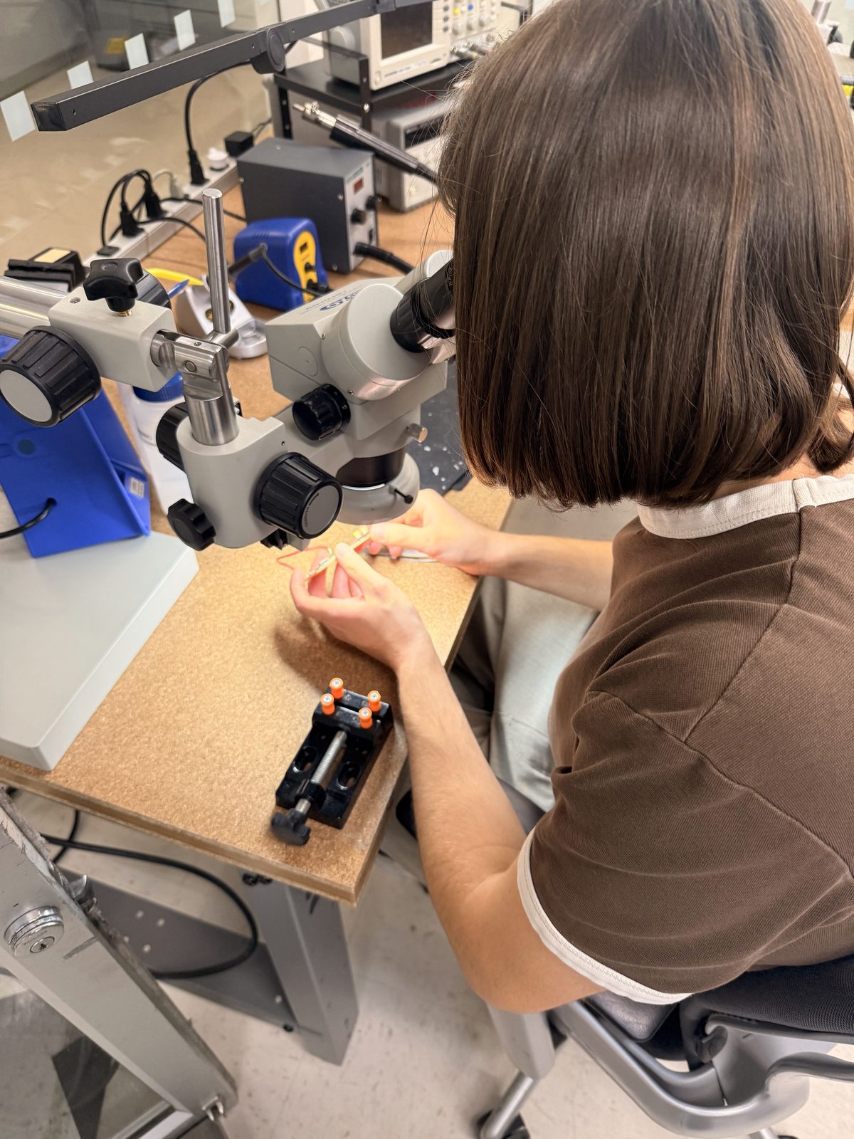Working at the stereo microscope