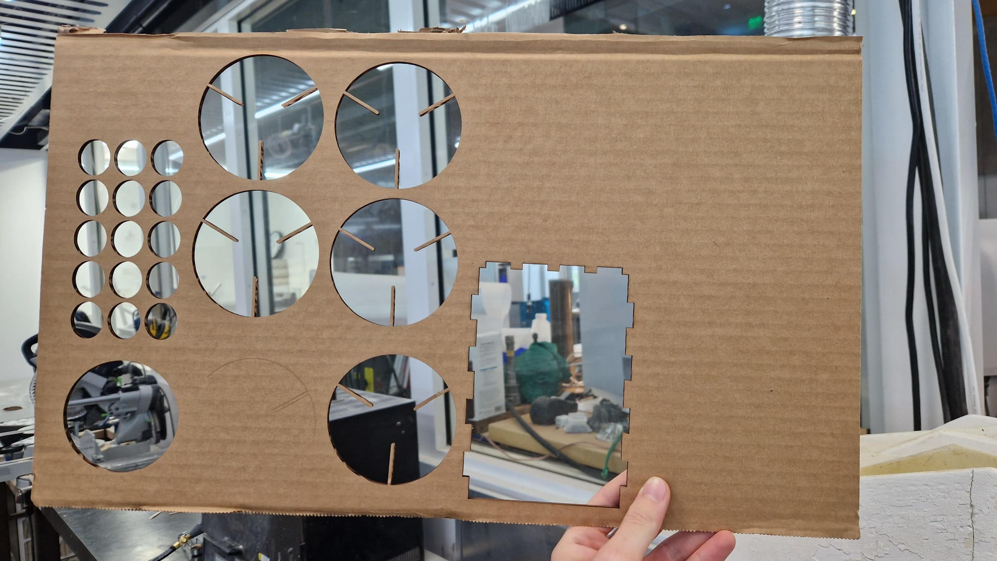 Cutting the cardboard with the xTool laser.