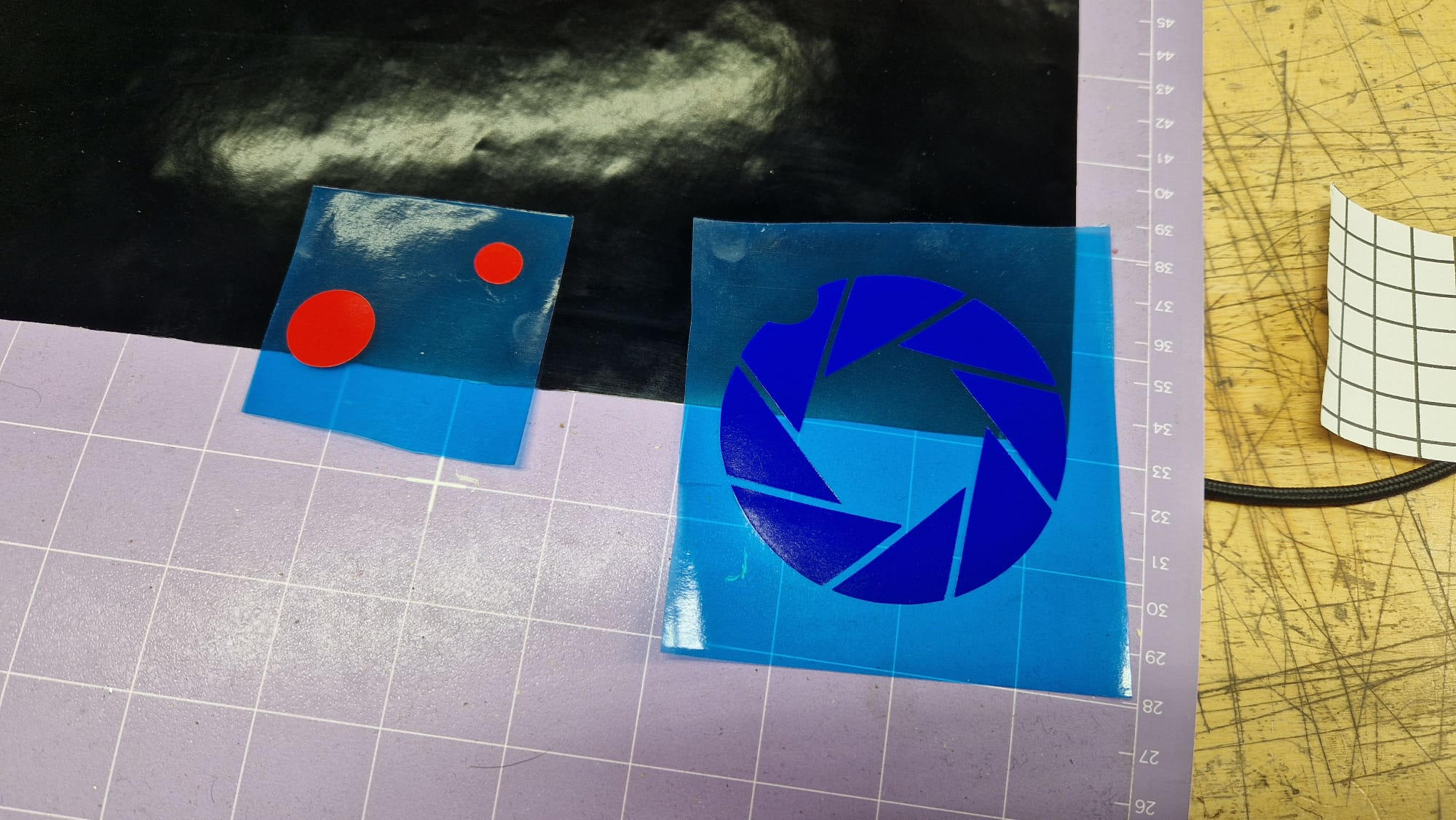 Vinyl on two transfer sheets.