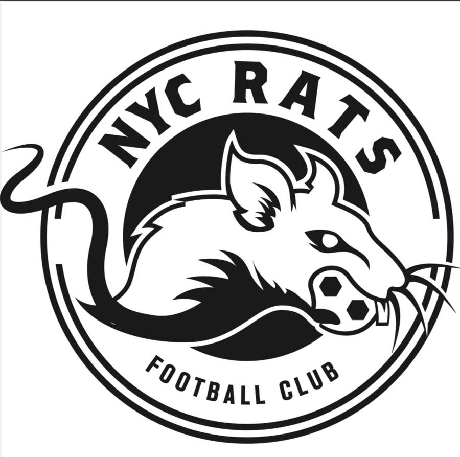 The original NYC RATS Football Club badge, black on white