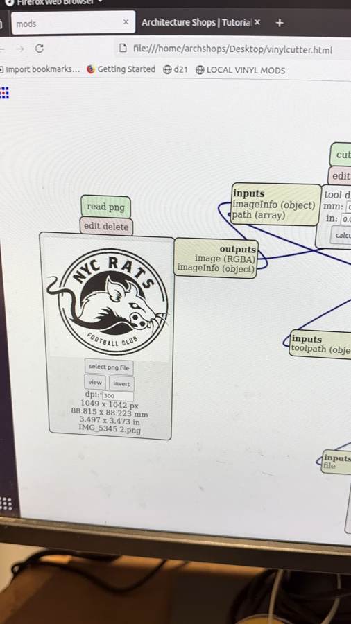 The mods read png module showing the badge loaded at 300 dpi